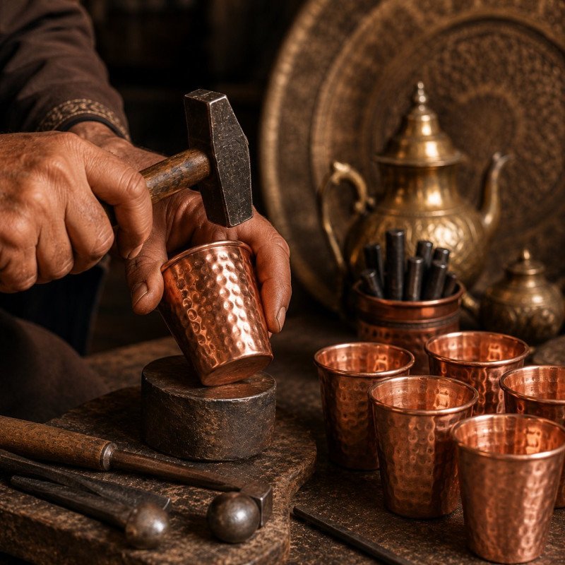 Gobelet Artisanal en Cuivre Martelé  Fait Main
