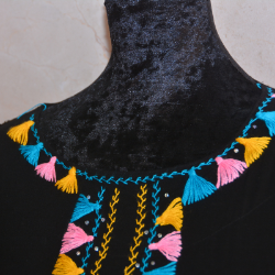 gandoura marocaine en cotton noir et broderie