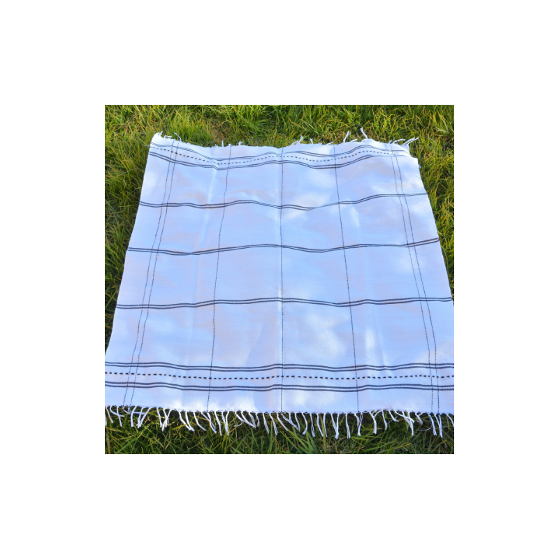 Plaid marocain tissée en soi bleu/noir
