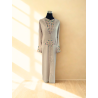 Jellaba Taupe en Coton Satiné avec Broderie Florale