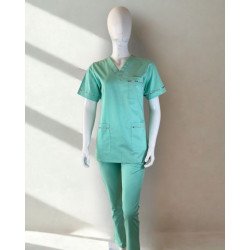 Tenue médicale unie verte  Ensemble blouse et pantalon