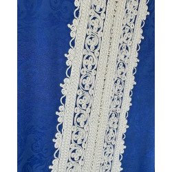 Tunique traditionnelle bleue à broderie blanche – Élégance sobre et raffinée
