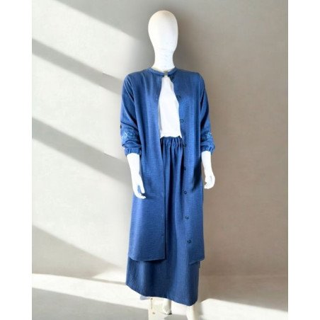 Ensemble deux pièces bleu denim – Élégance décontractée et confort au quotidien