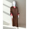 Djellaba marron deux pièces à broderies fines