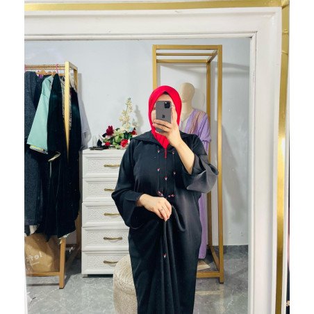 DJellaba noire mlifa avec barchman
