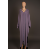 Kimono Lavande en Crêpe – Broderie Berbère Géométrique