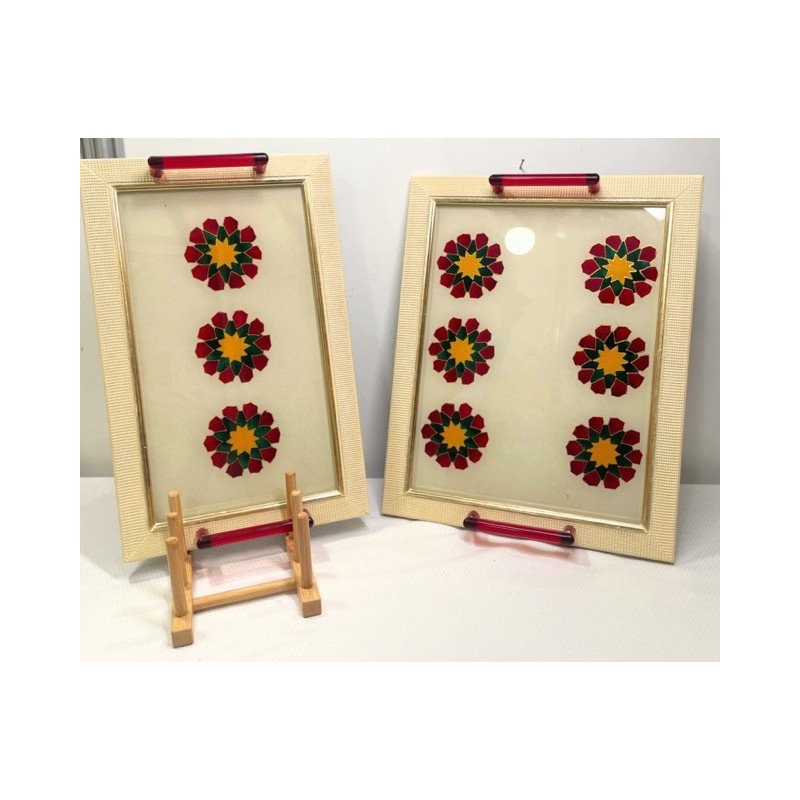 Plateau décoratif en verre – Motif rosace marocaine