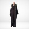 Jellaba Prestige Noire avec Broderies Ivoire