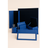 Set de bureau en cuir bleu