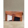 Pochette en cuir et peau naturelle