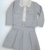 Ensemble tailleur fille – veste courte et jupe plissée bleu clair